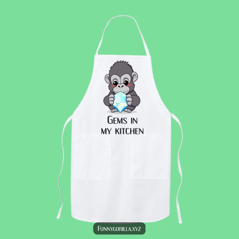 Funny Gorilla Jewel Apron - Curious Chef's Treasure - Cooking Gift