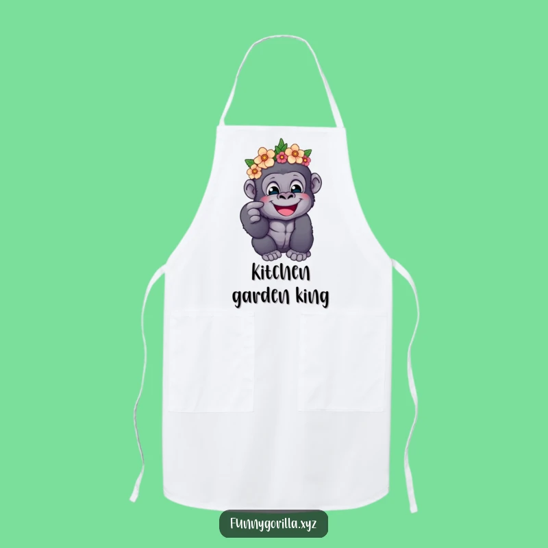 Funny Gorilla Flower Crown Apron - Hilarious Kitchen Wear for Gentle Cooks