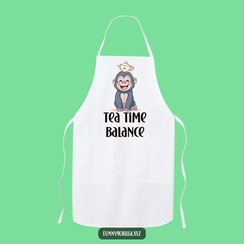Funny Gorilla Teacup Apron - Kitchen Primate Chef - Hilarious Cooking Gift