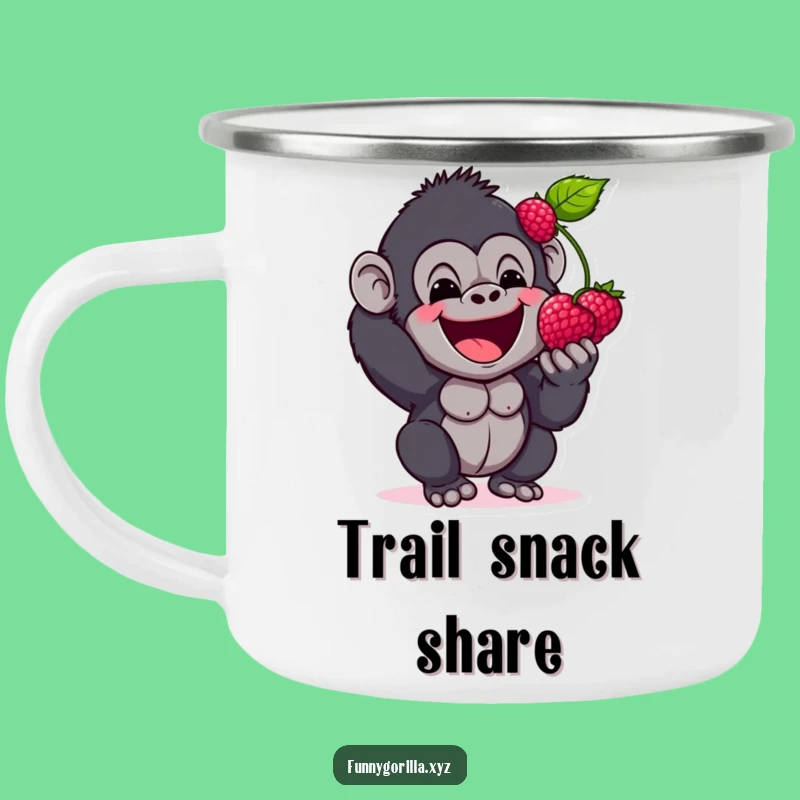 Funny Gorilla Berry Camping Mug: Happy Primate Cup for Outdoor Treats