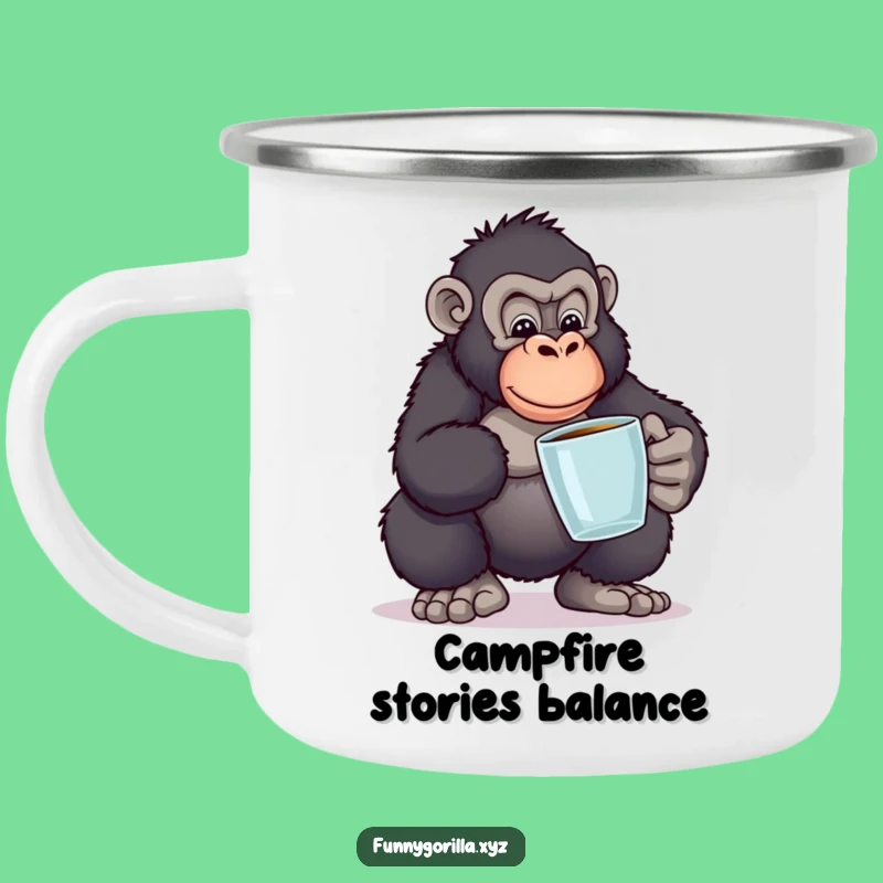 Funny Gorilla Book Balance Camping Mug: Knowledge on the Go, Perfect Gift