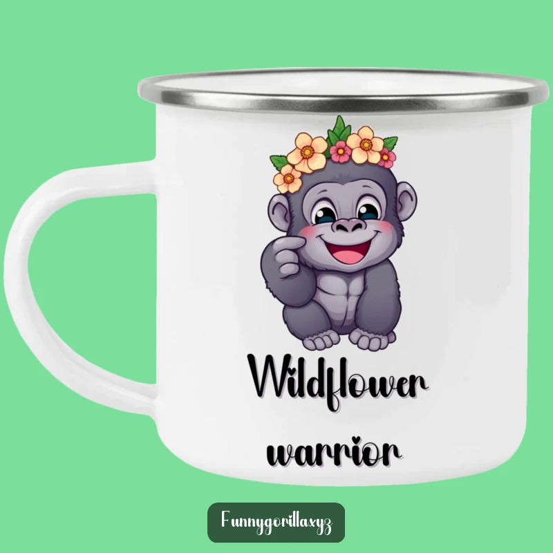 Funny Gorilla Flower Crown Camping Mug - Durable & Hilarious Outdoor Sweetness Companion