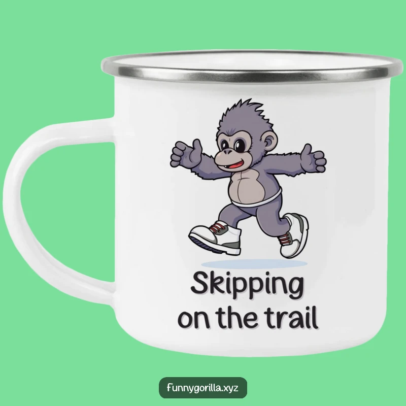 Funny Gorilla Sneakers Camping Mug: Playful Primate Cup in Giant Shoes