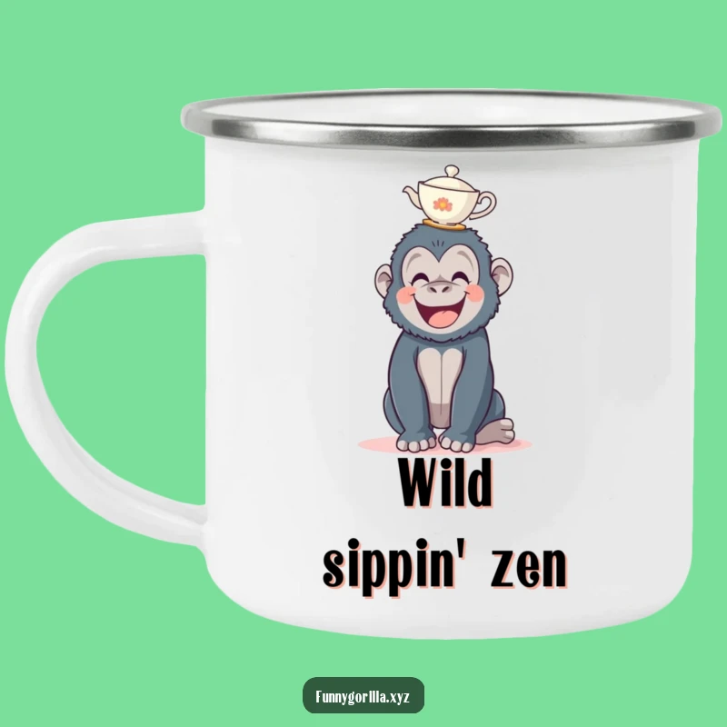 Funny Gorilla Teacup Camping Mug - Adventure Primate Mug - Outdoor Gift