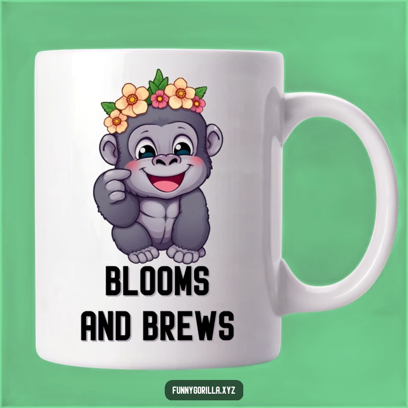 Funny Gorilla Flower Crown Mug - Adorable & Hilarious Gift for Gentle Giants
