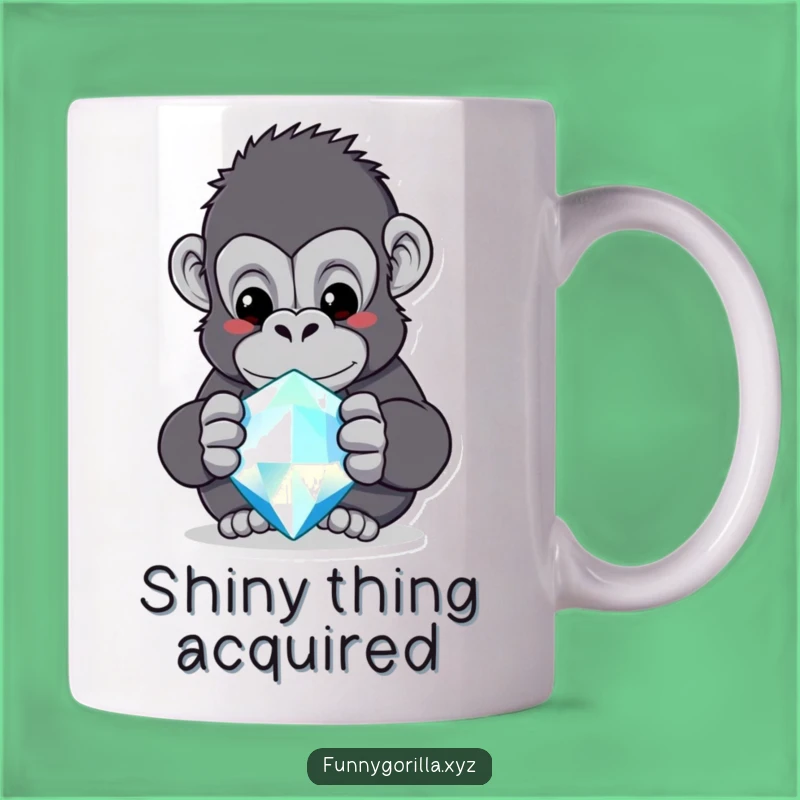 Funny Gorilla & Jewel Mug - Curious Primate Lover's Gift - Humorous Treasure Mug