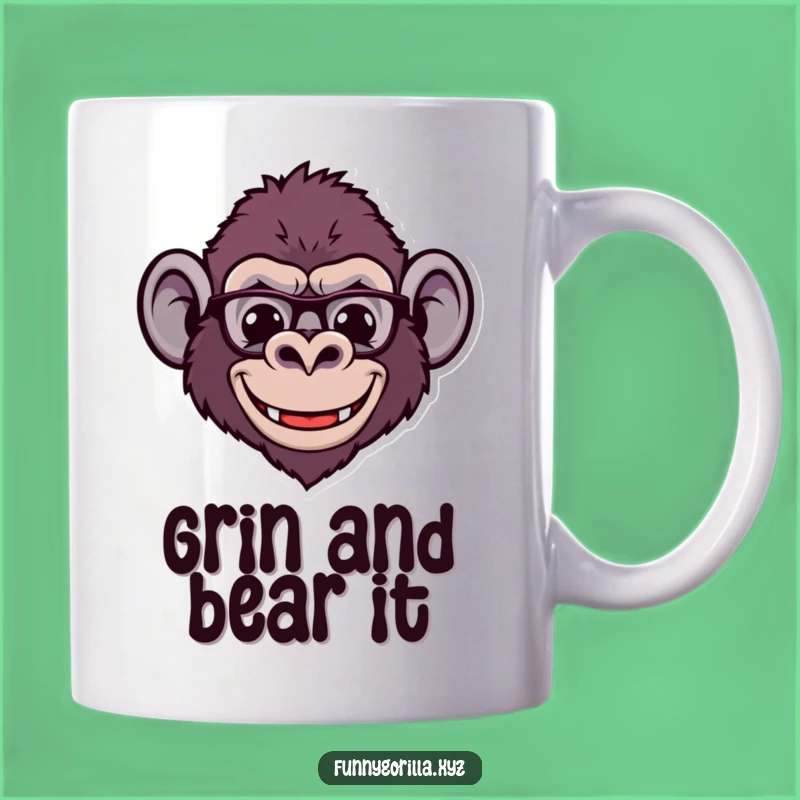 Funny Gorilla Smile Mug: Comical Primate Head Design for a Hilarious Gift