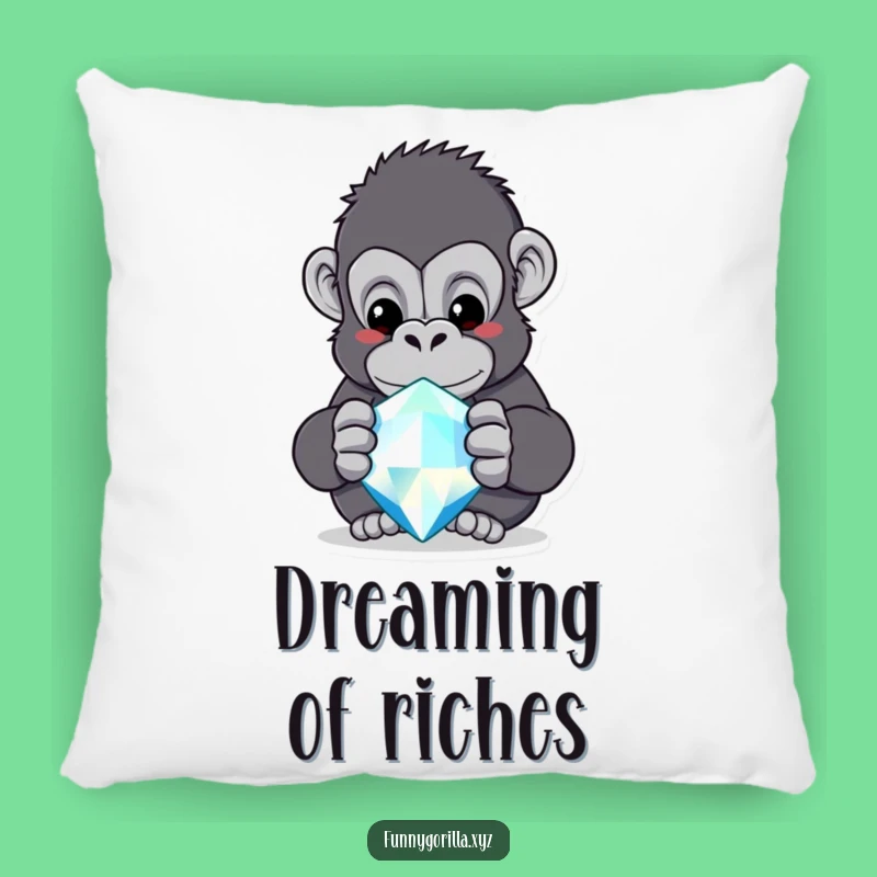 Funny Gorilla Jewel Pillow - Cozy Primate Decor - Humorous Accent Pillow
