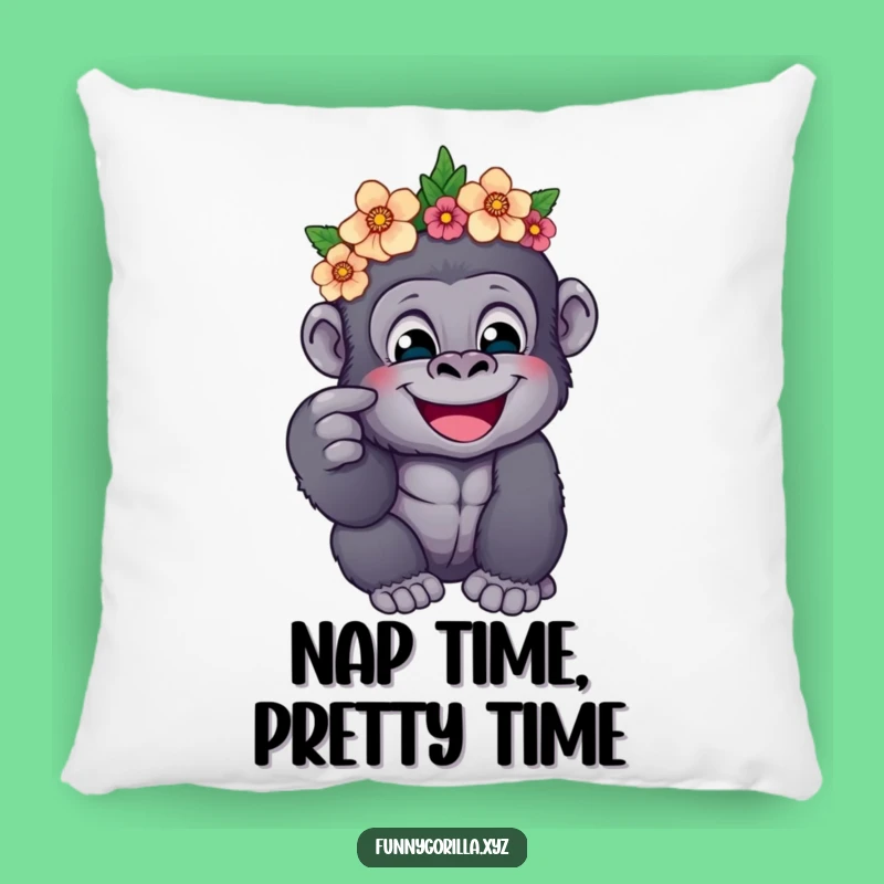 Funny Gorilla Flower Crown Pillow - Soft & Hilarious Accent for Cozy Charm