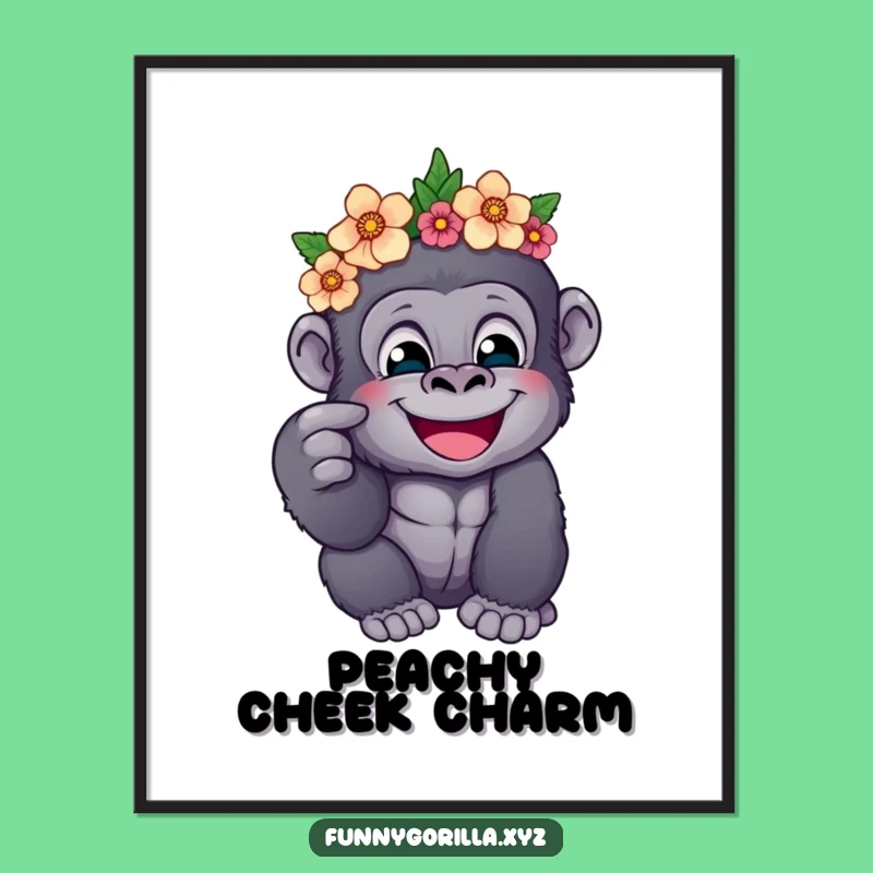 Funny Gorilla Flower Crown Digital Art - Instant Charming Decor for Your Walls