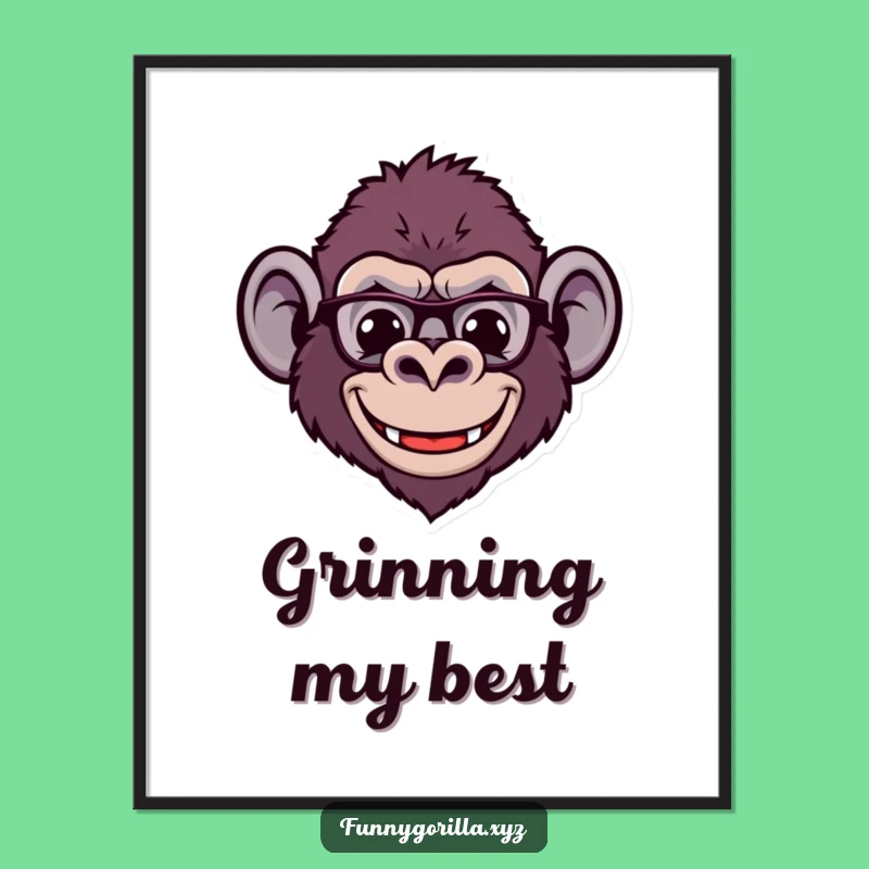 Funny Gorilla Smile Digital Print: Comical Primate Head Art for Instant Joy
