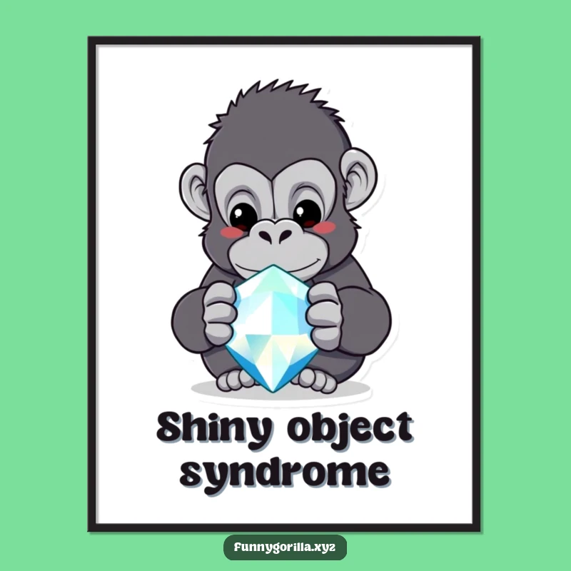 Funny Gorilla Jewel Digital Print - Curious Primate Art - Instant Download