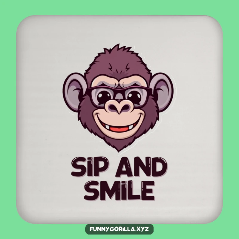 Funny Gorilla Smile Coaster: Comical Primate Head Protection for Surfaces