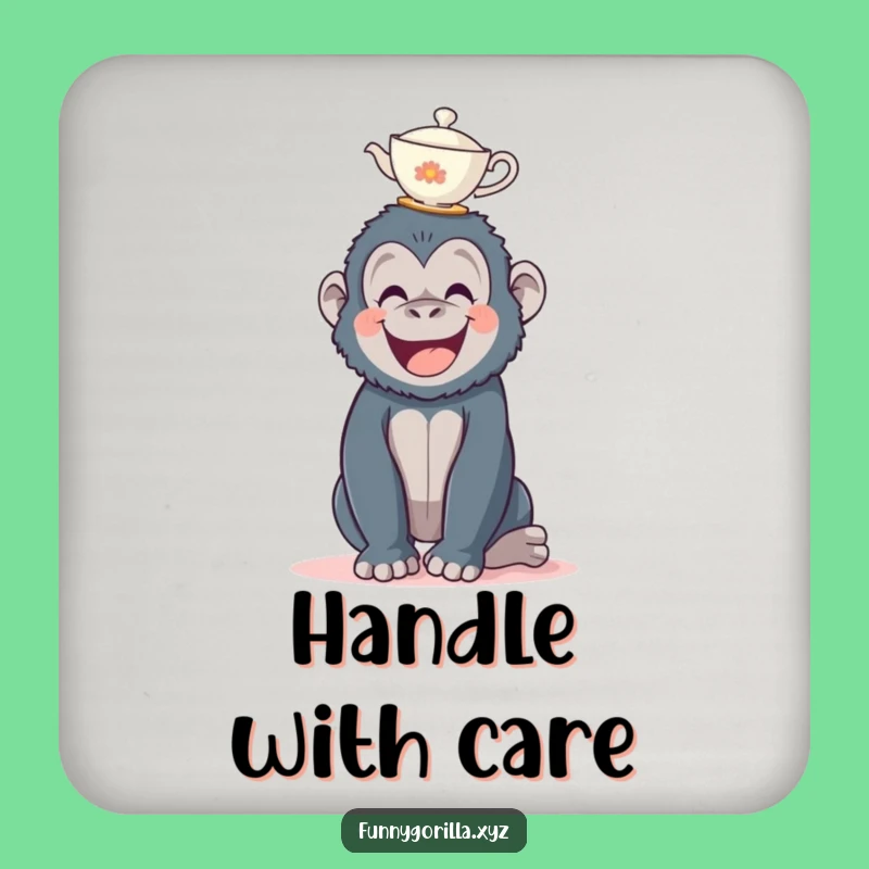 Funny Gorilla Teacup Coaster - Protect Surfaces with Primate Humor - Gift Set
