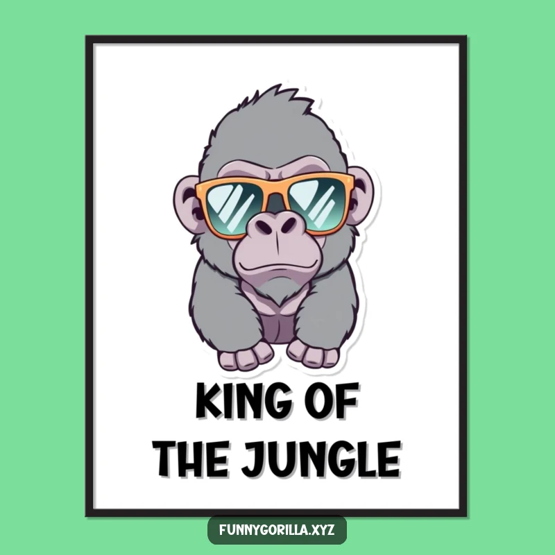 Funny Gorilla Poster: Winking Ape Wall Art - Hilarious Sunglasses Decor Gift