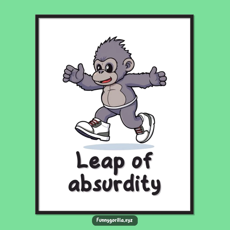 Funny Gorilla Sneakers Poster: Playful Primate Art in Giant Shoes