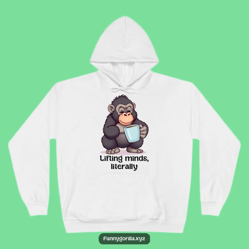 Cozy Funny Gorilla Book Balance Hoodie: Intellectual Comfort, Ideal Gift