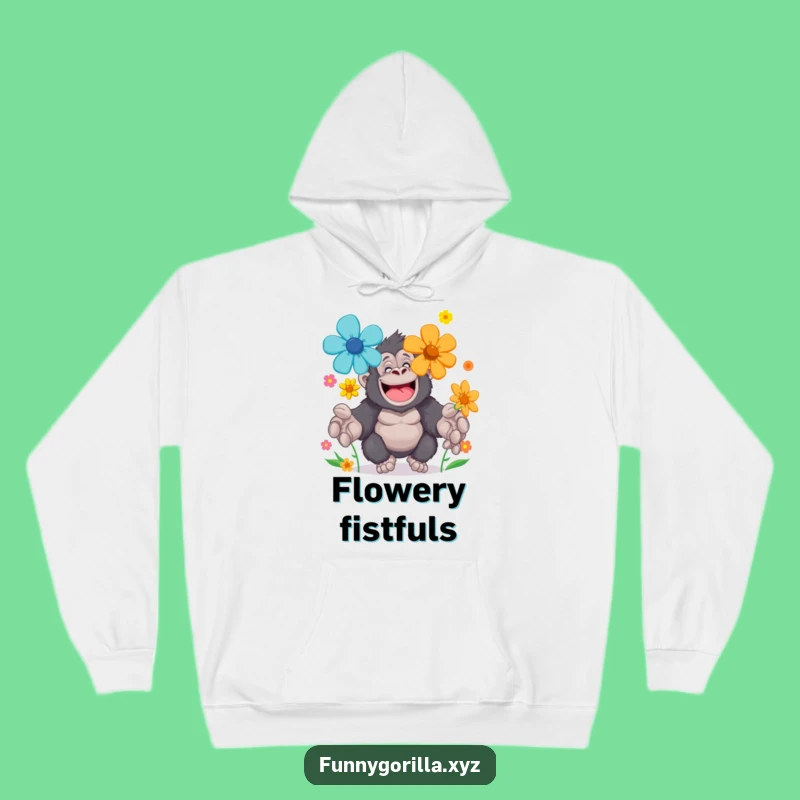 Cozy Gorilla Flower Juggling Hoodie: Funny Gentle Giant's Comfort