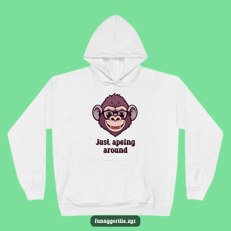 Funny Gorilla Smile Hoodie: Cozy Comical Primate Head for Warm Giggles