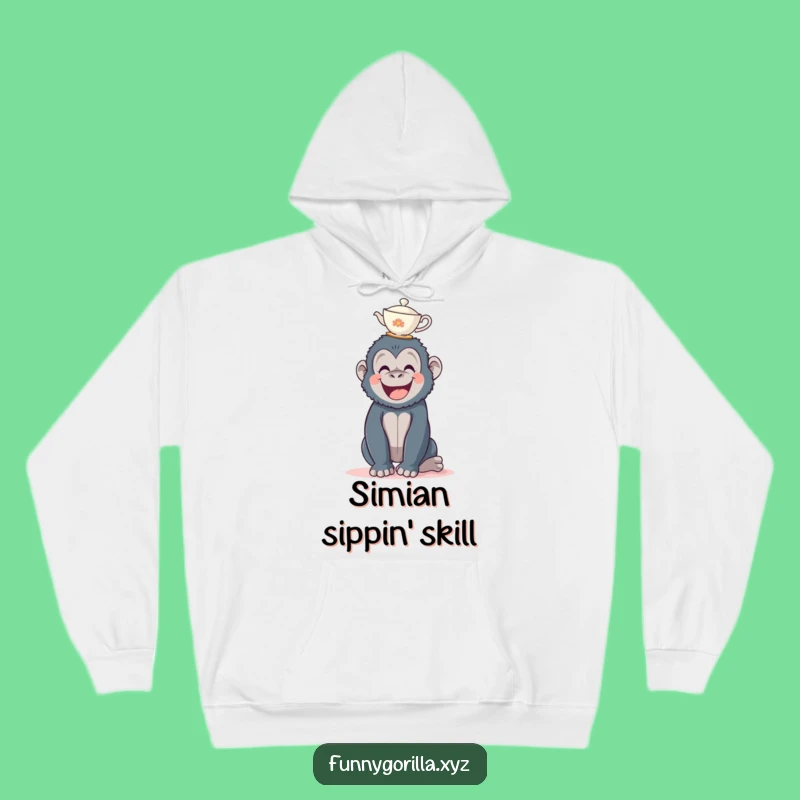 Funny Gorilla Teacup Hoodie - Cozy Primate Balancing Sweatshirt - Perfect Gift