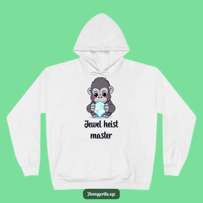Funny Gorilla Jewel Hoodie - Cozy Primate Treasure Hunter - Warm Gift