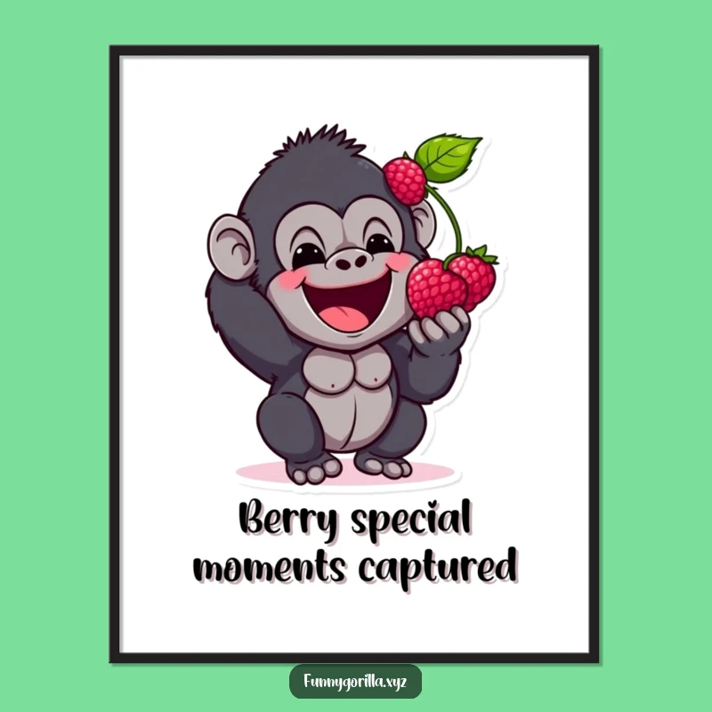 Happy Gorilla Berry Free Printable Wall Art - Joyful Downloadable Decor