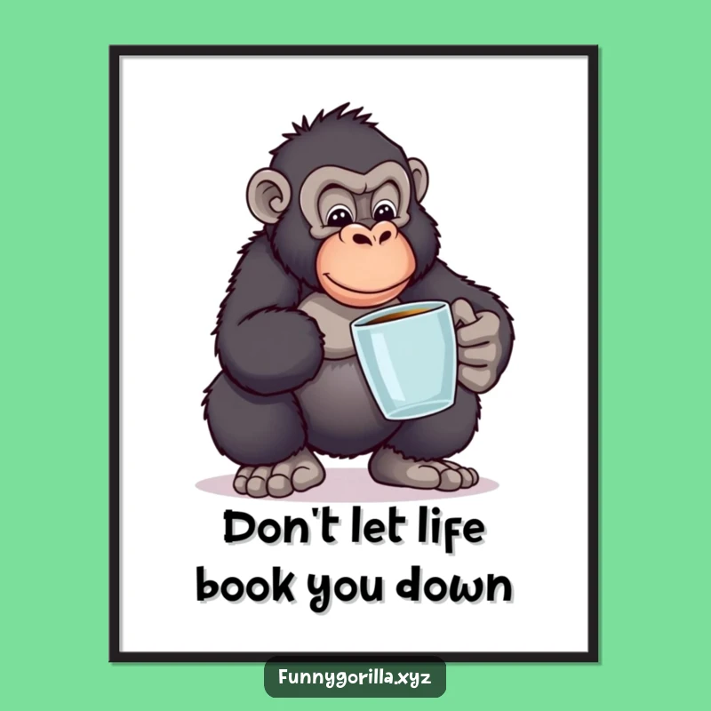 Funny Free Printable Wall Art: Gorilla Books Balance Digital Download Decor