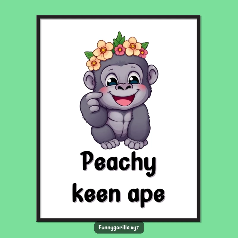 Funny Free Printable Wall Art: Gorilla Flower Crown Art, Humorous Downloadable Decor