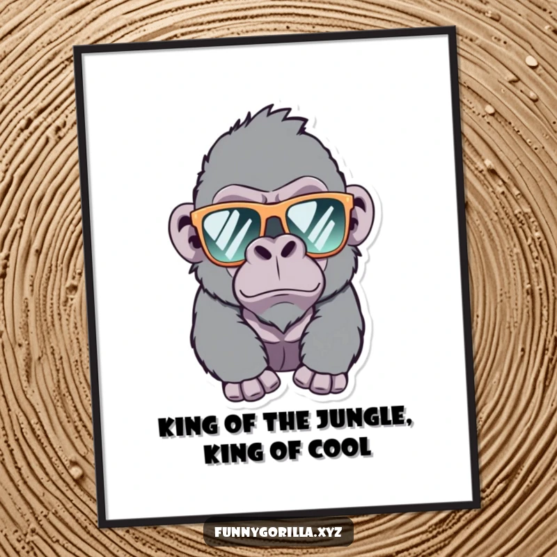 Funny Free Printable Wall Art: A mischievous gorilla wearing sunglasses gives a charming wink, adding humor to any wall.