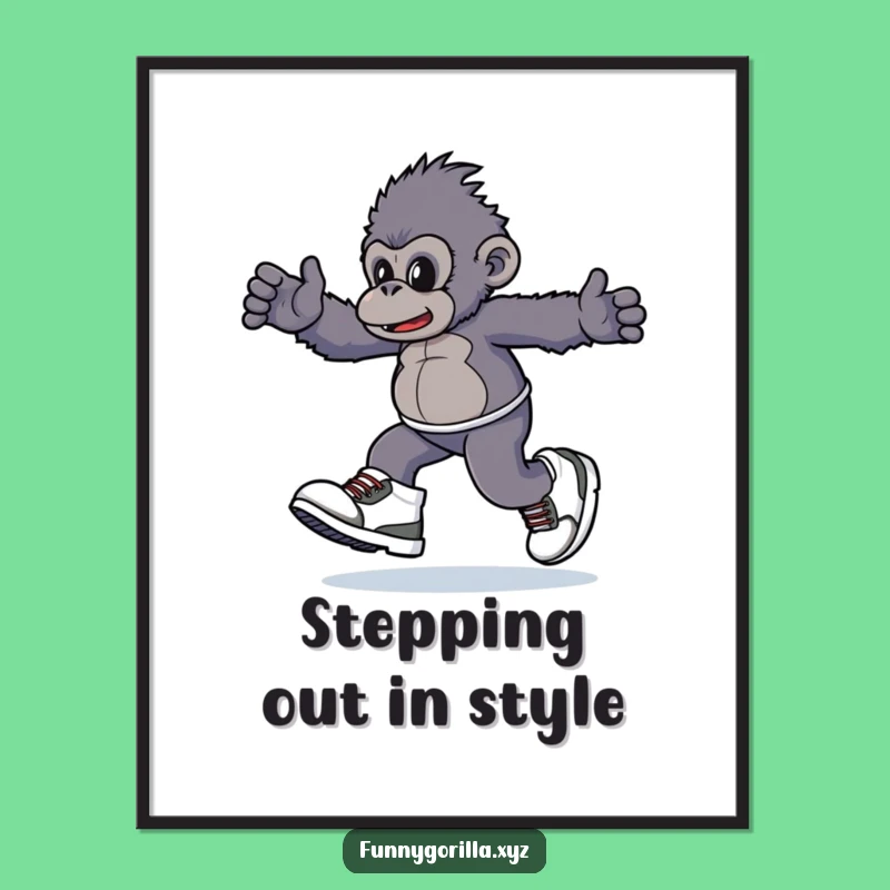 Playful Gorilla Sneakers Free Printable Wall Art - Fun Downloadable Decor