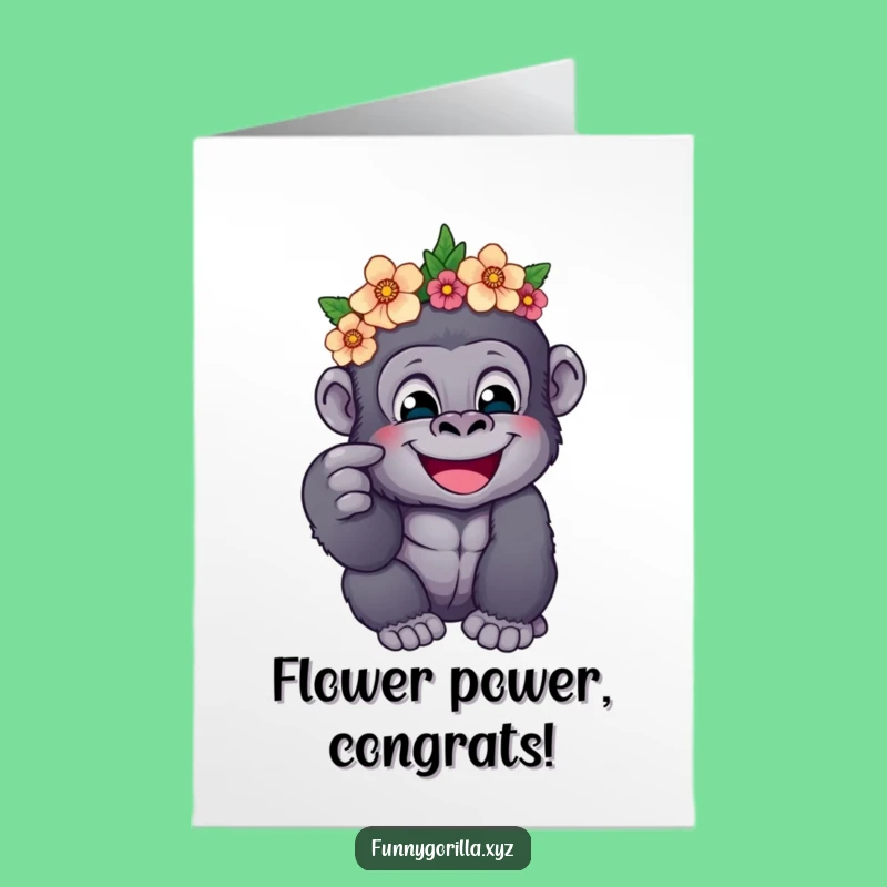 Free Printable Congrats Card: Gorilla's Playful Joy, Humorous Downloadable Gift