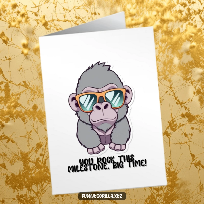 Funny Free Printable Congrats Card: A mischievous gorilla wearing sunglasses gives a knowing wink, celebrating your success.