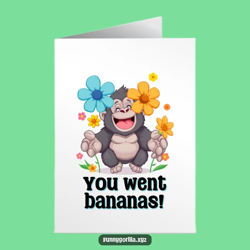 Funny Printable Congrats Card: Gorilla Flower Juggling, Cheerful, Hilarious Downloadable Gift