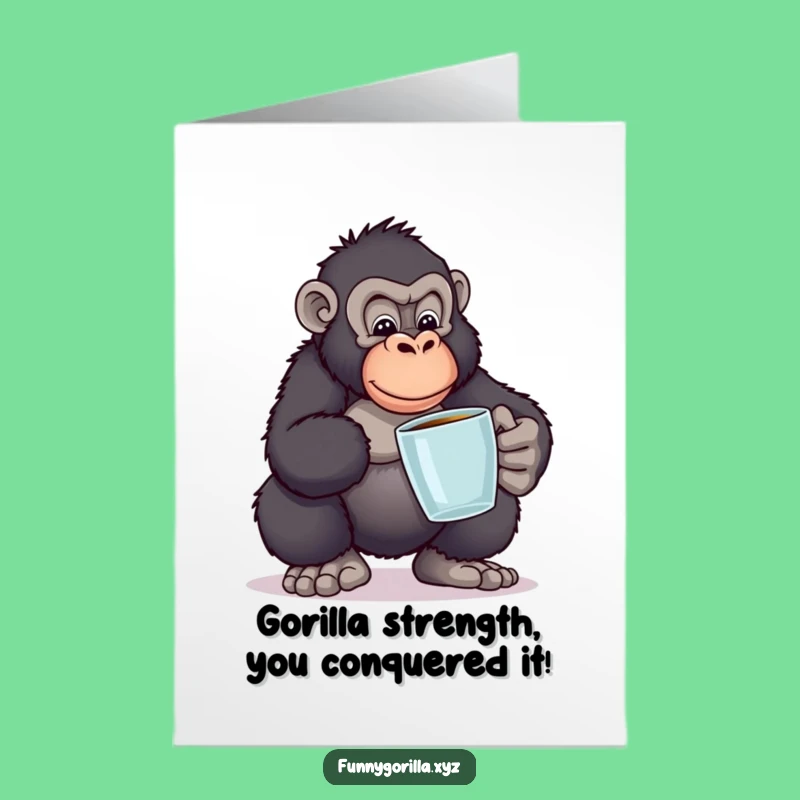 Free Printable Congrats Card: Funny Gorilla Books Balance Digital
