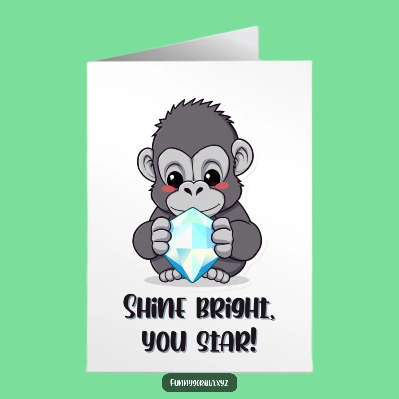Funny Free Printable Congrats Card: Gorilla Jewel Fascination, Downloadable Gift for Celebrations