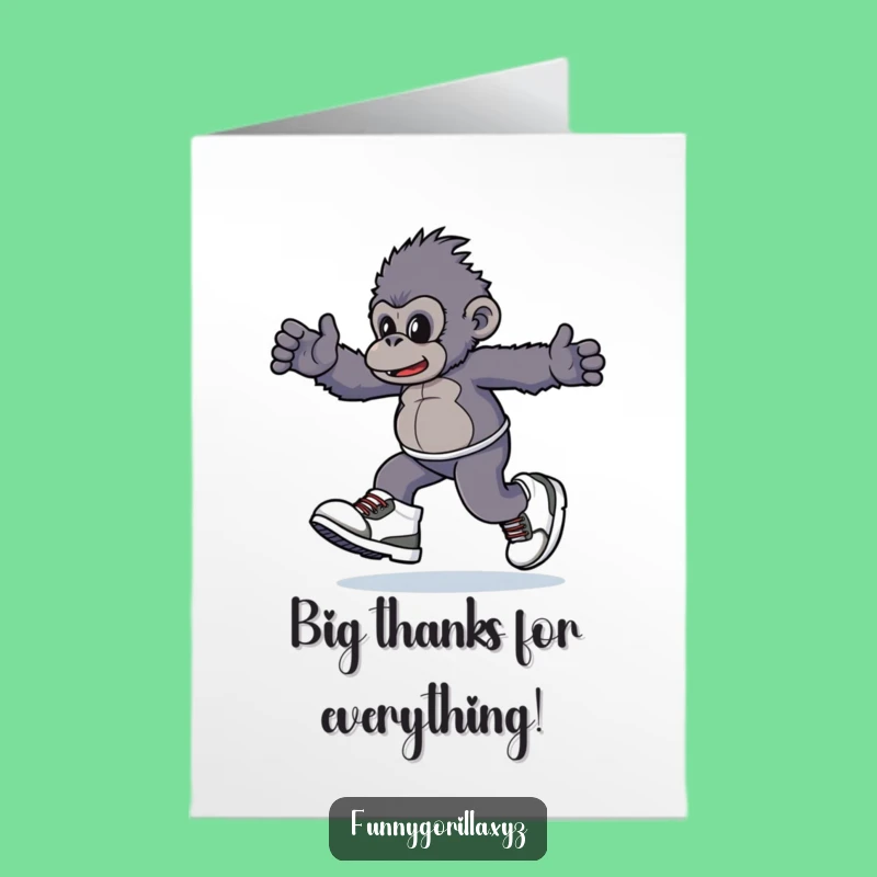 Playful Gorilla Thanks Free Printable Card - Whimsical Downloadable Gift