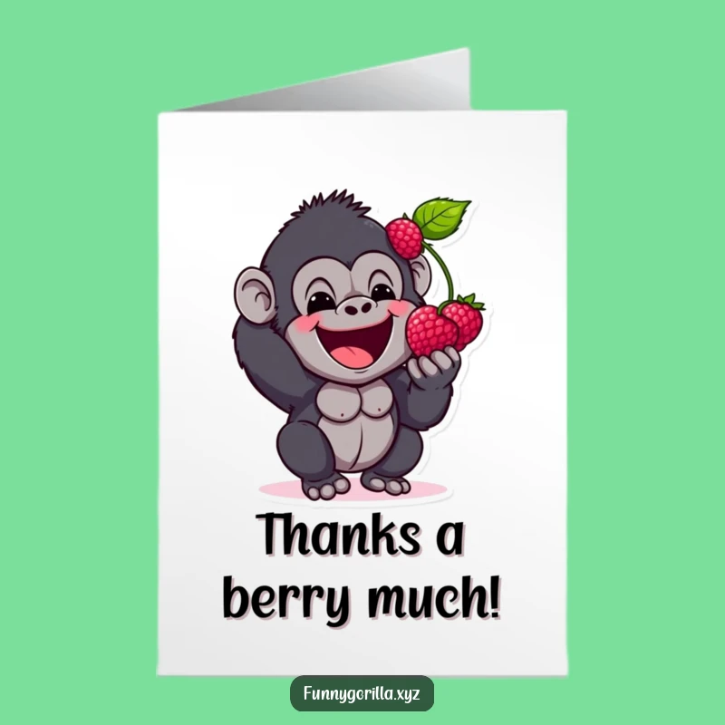 Gorilla's Thank You Berry Free Printable Card - Grateful Downloadable Gift