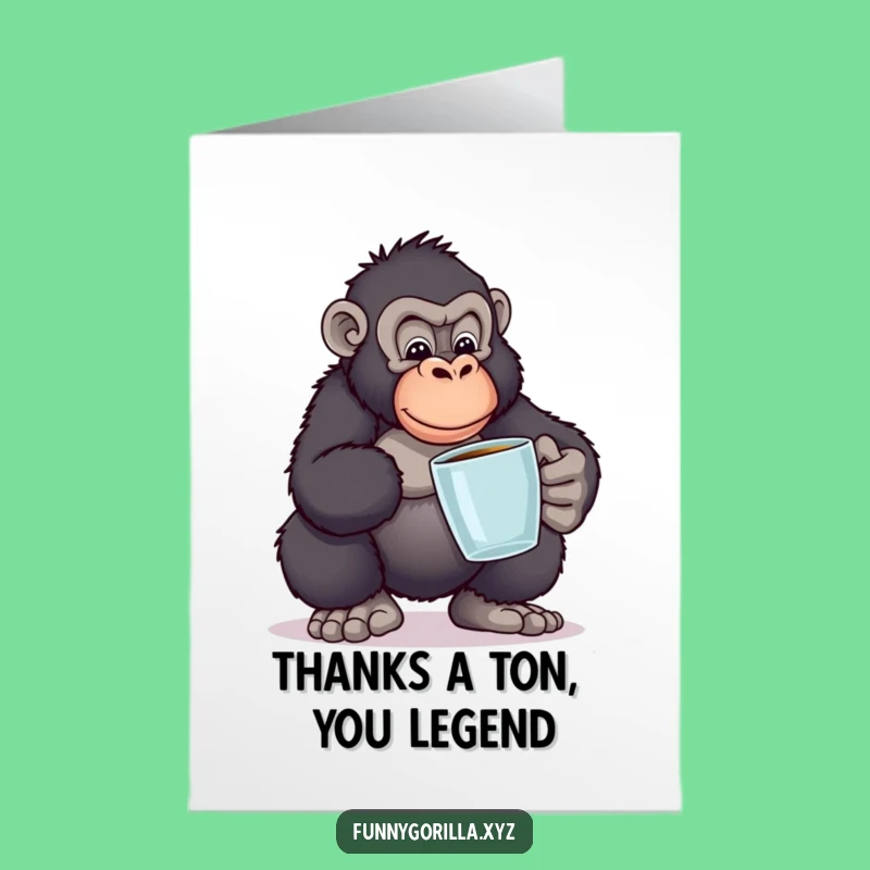Free Printable Thank You Card: Funny Gorilla Books Balance Digital