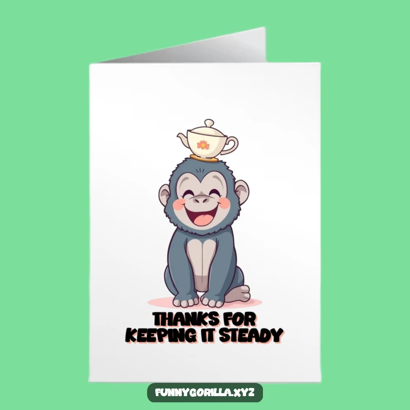 Hilarious Free Printable Thank You Card: Gorilla Teacup Balance, Downloadable Gift Idea