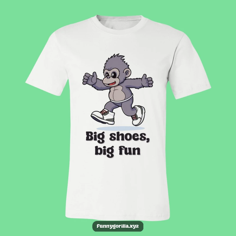 Funny Gorilla Sneakers T-Shirt: Playful Primate with Giant Shoes