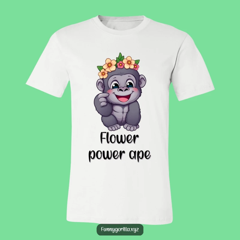 Funny Gorilla Flower Crown T-Shirt - Comical Gift for Flower Lovers & Big Hearts