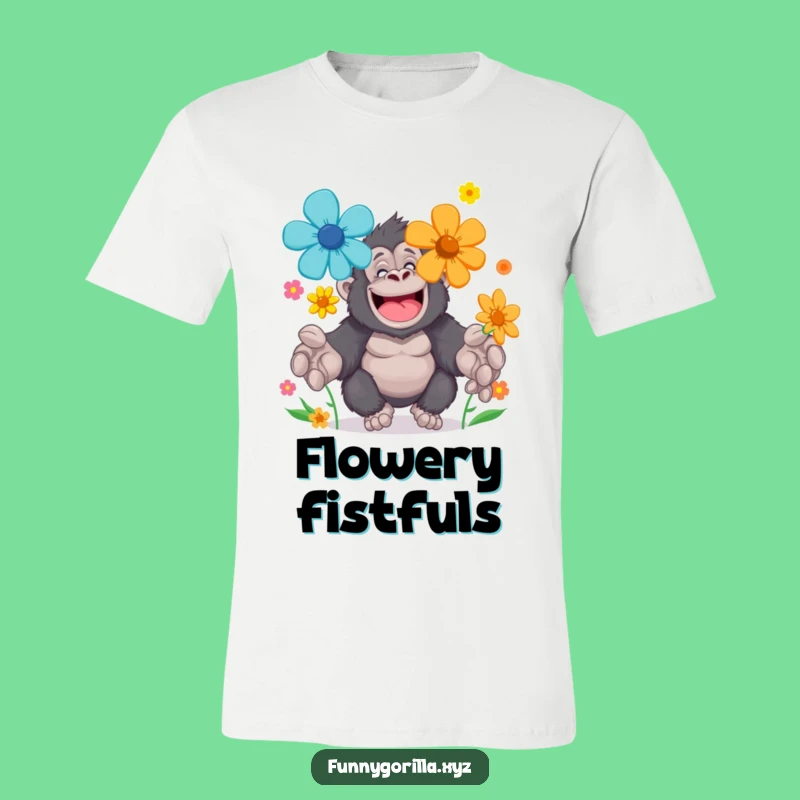 Gentle Gorilla Flower Juggling T-Shirt: Funny Floral Fun Apparel