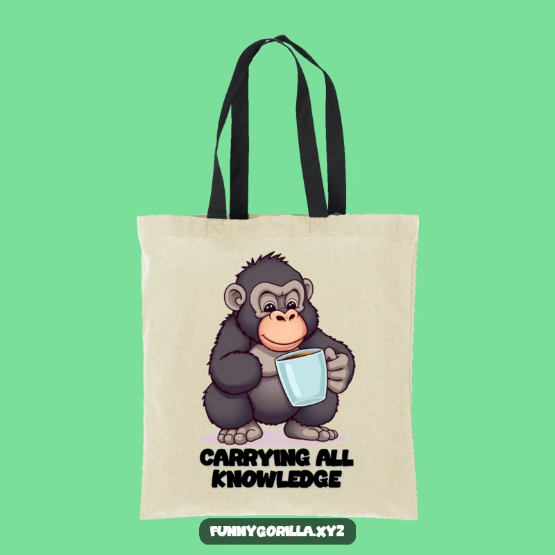 Funny Gorilla Book Balance Tote Bag: Carry Your Knowledge, Perfect Gift