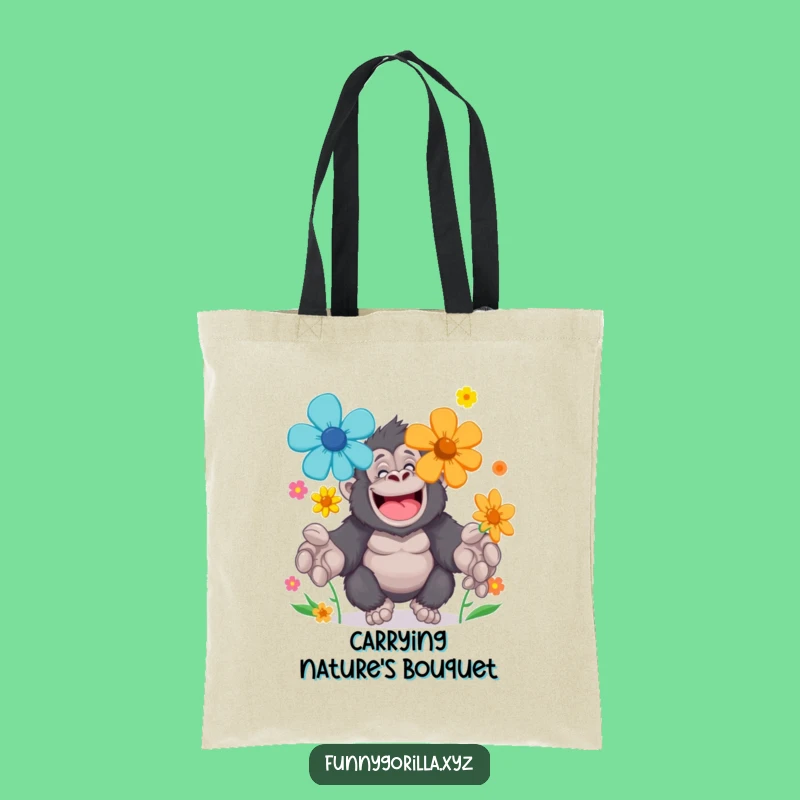 Funny Gorilla Flower Juggling Tote Bag: Carry Blooms & Gentle Humor