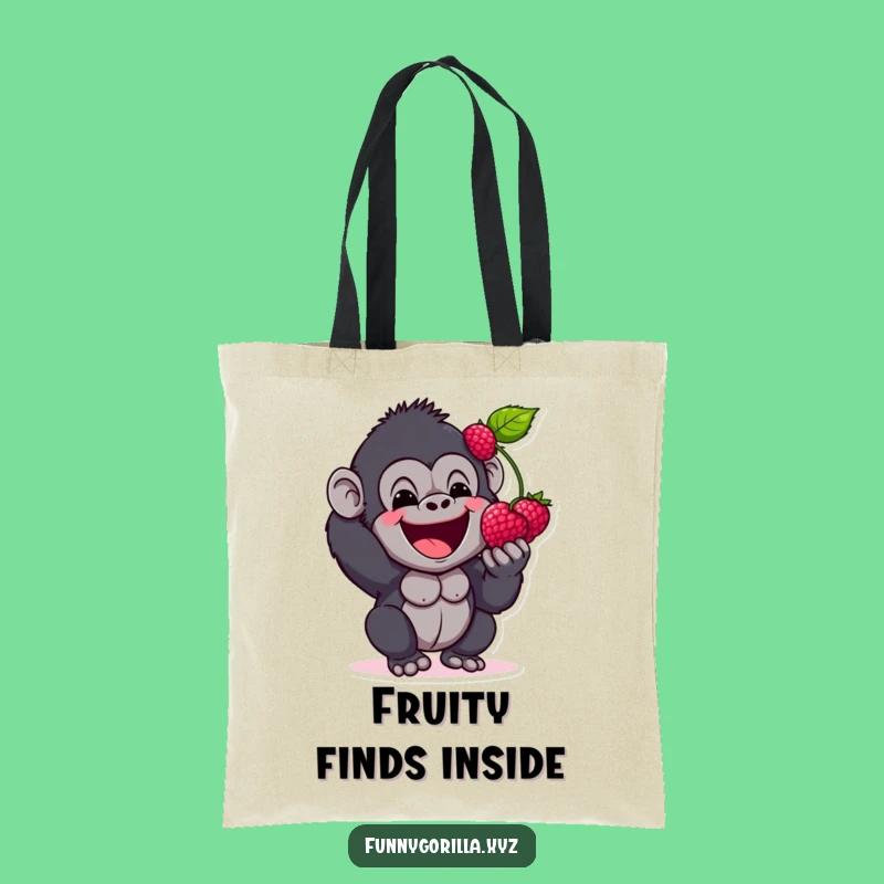 Funny Gorilla Berry Tote Bag: Happy Primate Carrying Treats Humorously