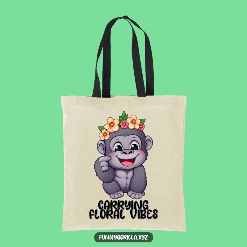 Funny Gorilla Flower Crown Tote Bag - Eco-Friendly & Hilarious Everyday Companion